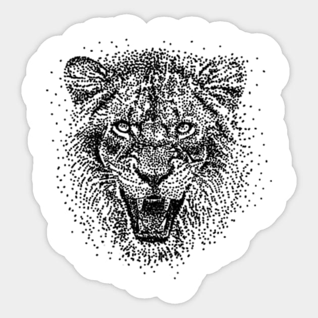 Pointillism Lion Sticker by Welcome To Chaos 